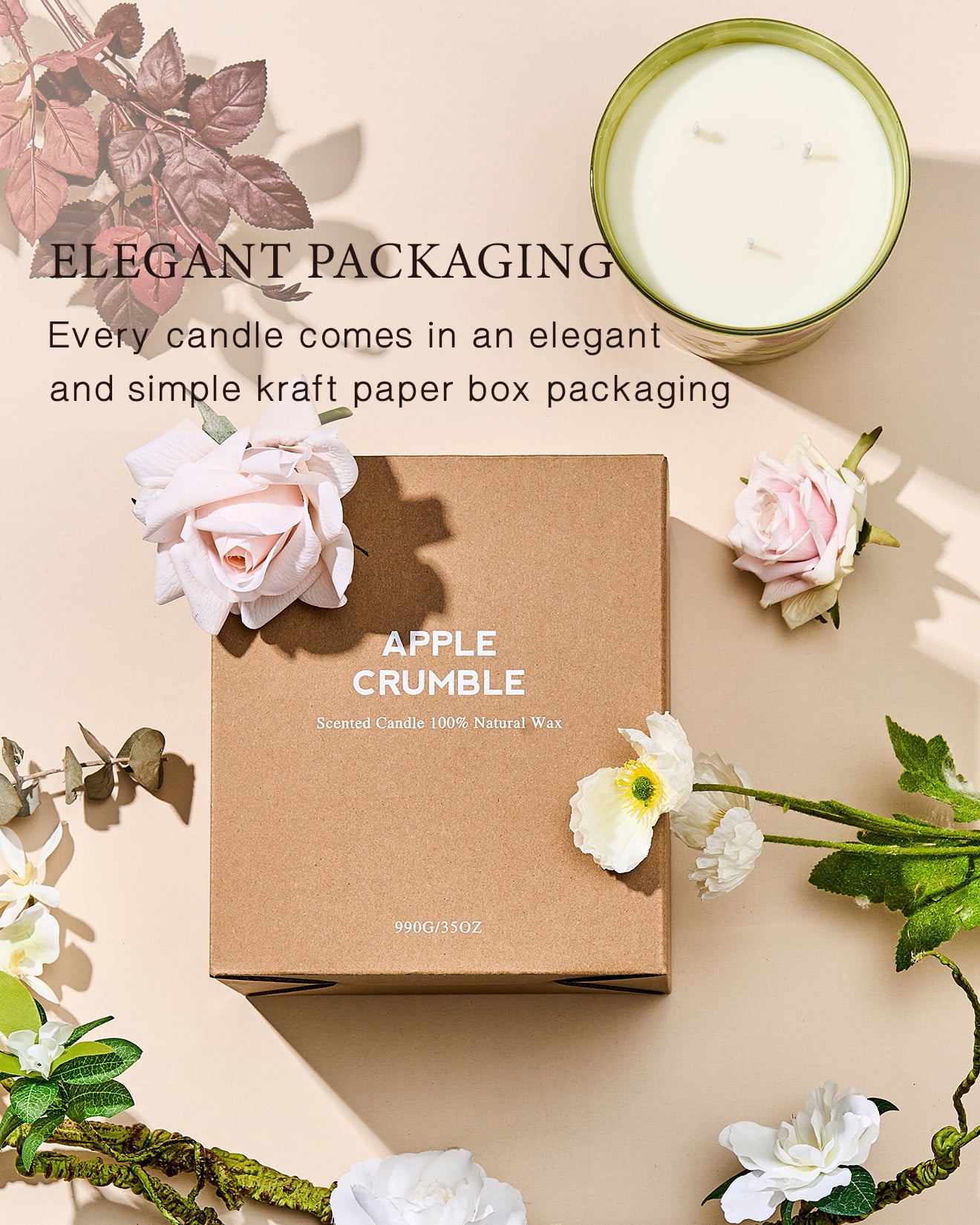 M&SENSE Eucalyptus & Cedarwood Scent, 3 Wick Natural Soy Wax Candles, 150 Hours Long Lasting Slow Burning, 35 OZ