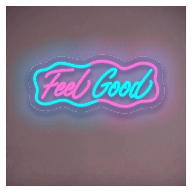 Letrero De Neón Feel Good Con Luz LED Y Atenuación USB Para Dormitorio, Sala De Juegos, Cumpleaños, Bar, Fiesta, Decoración De Pared, 40.6cmx14.5cm