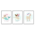 thumbnail image 4 of Stupell Industries Whimsical Mythical Animals Creatures Cute Cartoon Style Graphic Art Gray Framed Art Print Wall Art, Set of 3, Design by June Erica Vess, 4 of 5