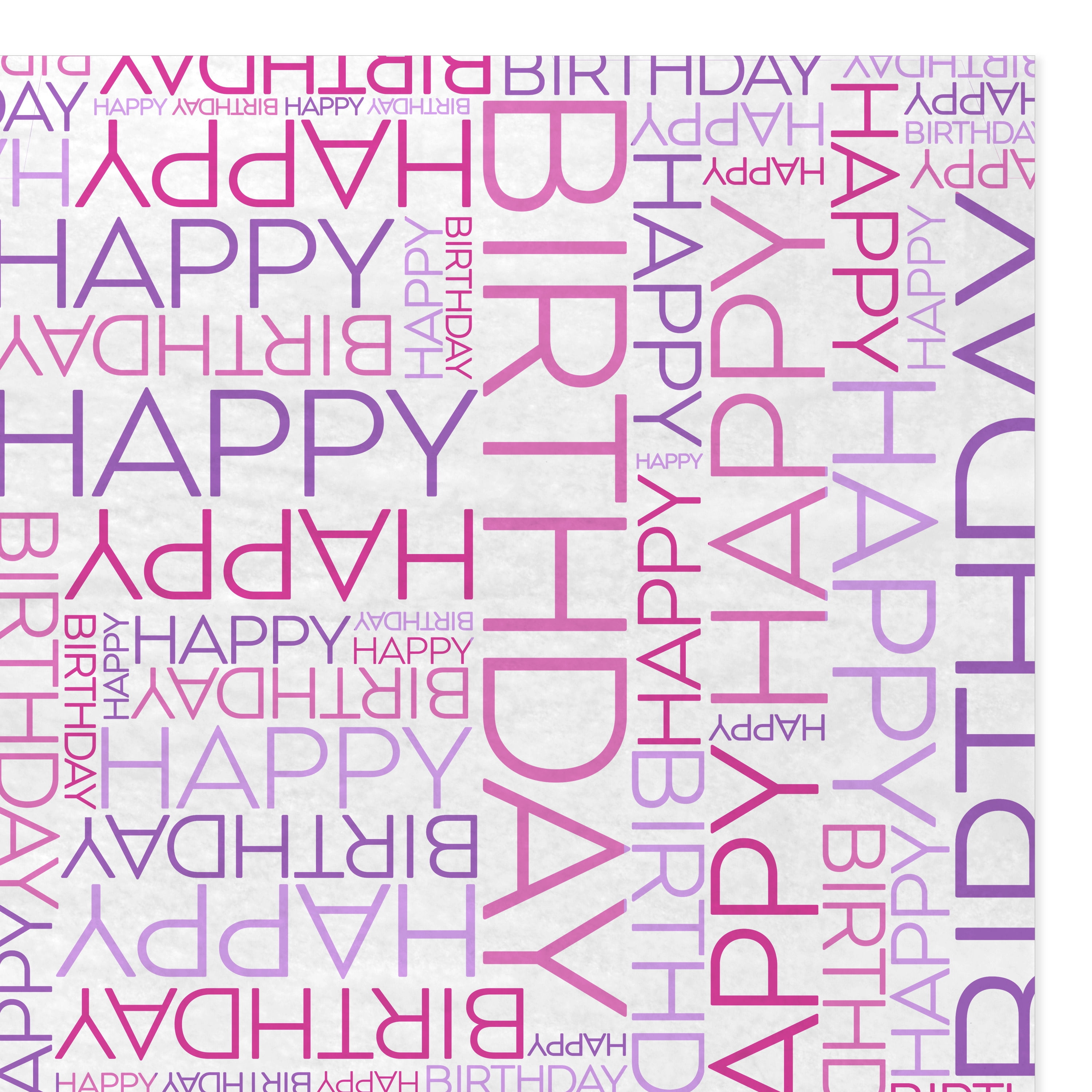 Hallmark Birthday Tissue Paper (Pink and Purple Lettering) 6 sheets