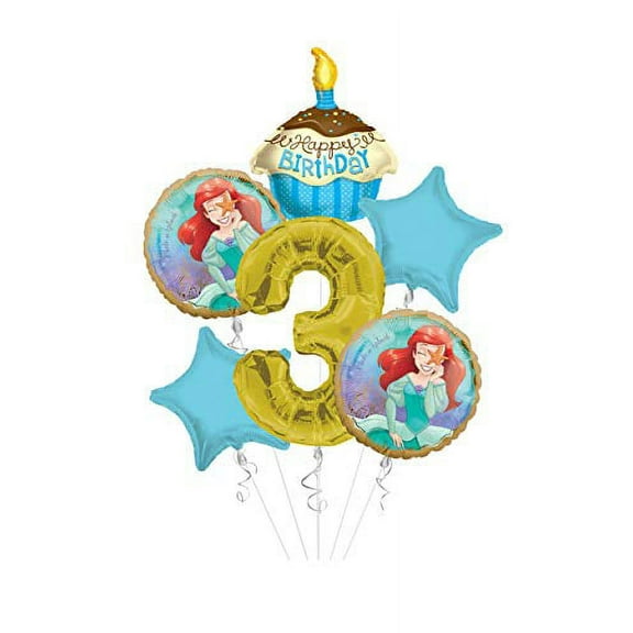 Anagram/Kaleidoscope Princess Little Mermaid (Ariel) Once Upon A Time Happy Birthday Balloon Bouquet 6 pc, 3rd Birthday, | Viva Party Balloon Collection
