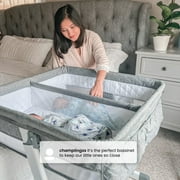 Delta Grey Bedside Baby Bassinet Bedside Sleeper For Twins
