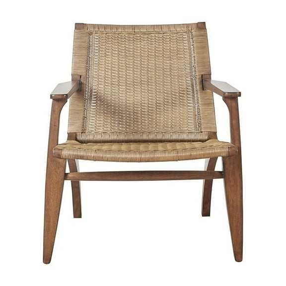 Gracie Mills Irwin Rattan Accent Chair with Mahogany Wood Frame - GRACE-13645