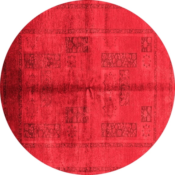 Ahgly Company Indoor Round Oriental Red Industrial Area Rugs, 7' Round