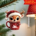 thumbnail image 3 of Zhourta Christmas Reindeer Hanging Ornaments Animal Cute Santa Hat Deer in Cup Christmas Decorations Holiday Decor Acrylic Cartoon Decoration, 3 of 4