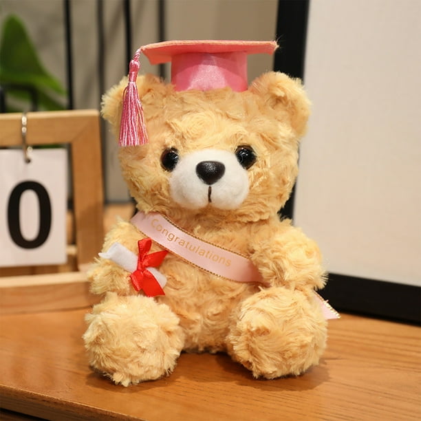 Decoración del hogar, decoración de habitaciones, decoración de paredes. Muñeco de peluche con sombrero de graduación de 18 cm de alto. Es un regalo de graduación, un recuerdo de celebración o un jugu