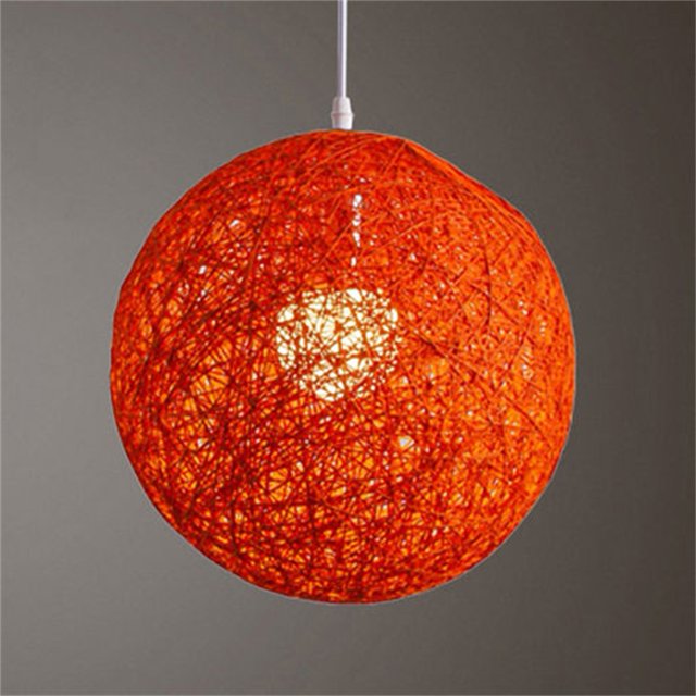 Round Concise Hand-woven Rattan Vine Ball Pendant Lampshade Light Lamp Shades Light Accessories(15cm Diameter)