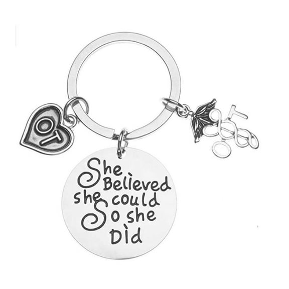 Therapist She Believed She Could So She Did Keychain, Inspirational Key Ring Gift for Women