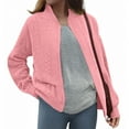 thumbnail image 4 of MaFYtyTPR Casual Jacket for Women Ladies Leisure Long Sleeve Lapel Jacquard Fashion Zipper Jackets Coat Pink M, 4 of 5
