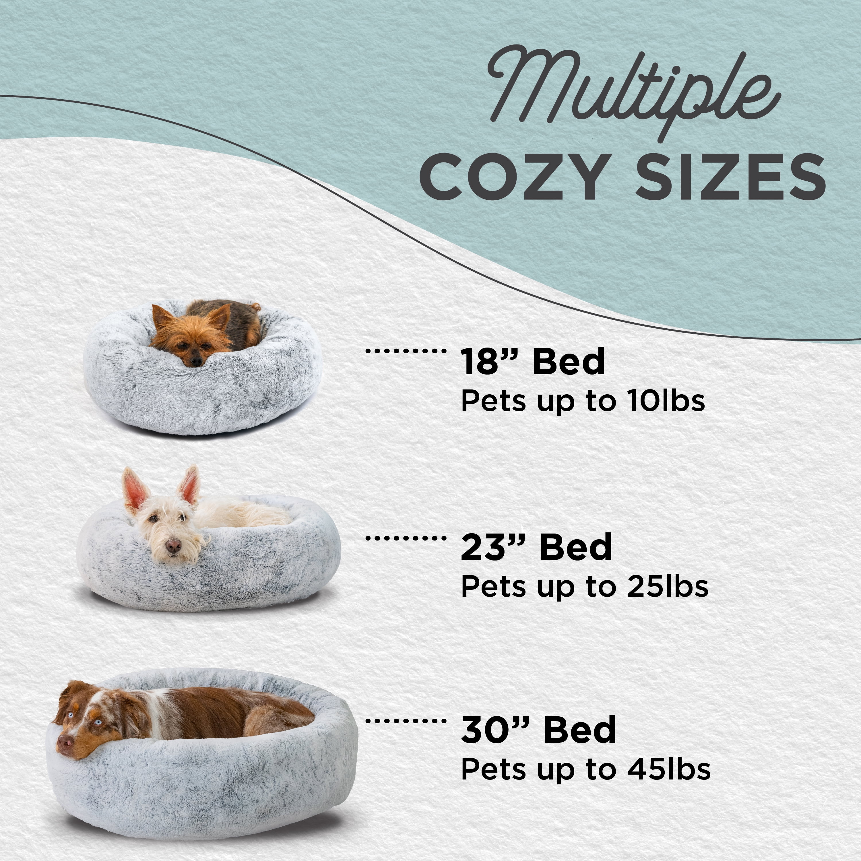 Best Friends by Sheri SnuggleSoft Faux Fur Calming Donut Bed for Dogs and Cats, Gray, Extra Small, 18x18