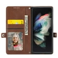 thumbnail image 2 of ELEHOLD Luxury Leather Wallet Case for Samsung Galaxy Z Fold 4 with Card Slots Kickstand Function Magnetic Detachable Shoulder Strap for Z Fold 4-Brown, 2 of 7