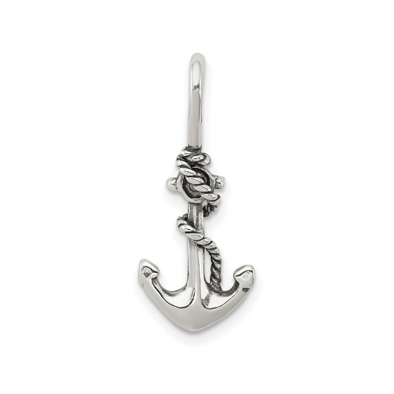 Sterling Silver Anchor Pendant with Rope Detail for Men and Women, Nautical Symbol of Strength and Hope, Ocean Maritime Charm Necklace in 925 Silver