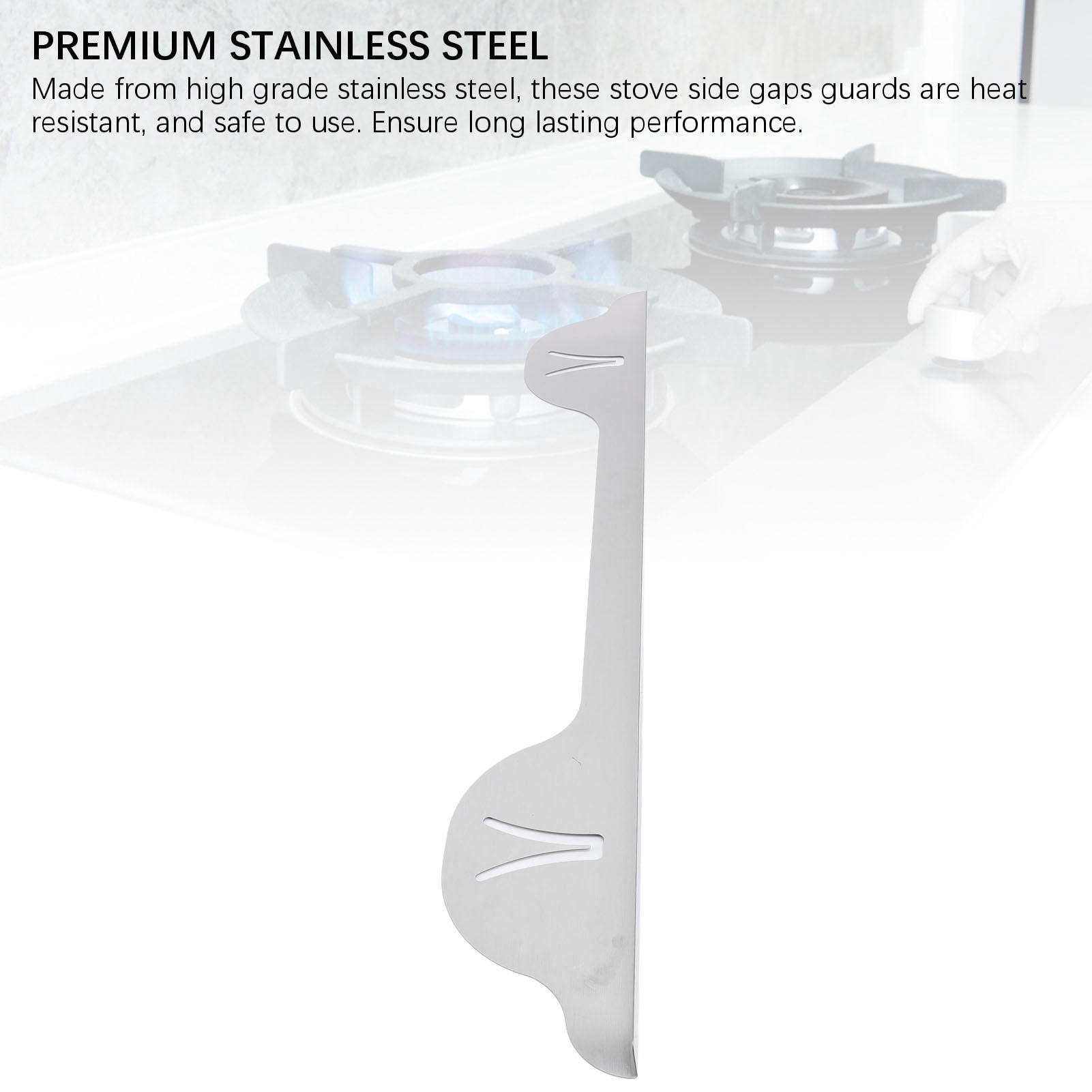 BIMZUC 2‑Pack Stainless Steel Stove Gap Covers – Heat‑Resistant, Easy to Clean, 59.5×8.5 cm, Stylish Silver Trim for Kitchen Counter & Oven