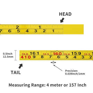 2024 TOP! 2 Packs Steel Self-Adhesive Measuring Tape, Right to Left Reading 410cm or 161-Inch Imperial and Metric Ruler Tape