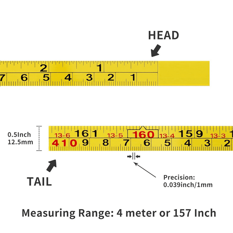 2-Pack Steel Self-Adhesive Measuring Tape – 78 Inch (200 Cm), Right-to-Left Read, Imperial & Metric, Yellow