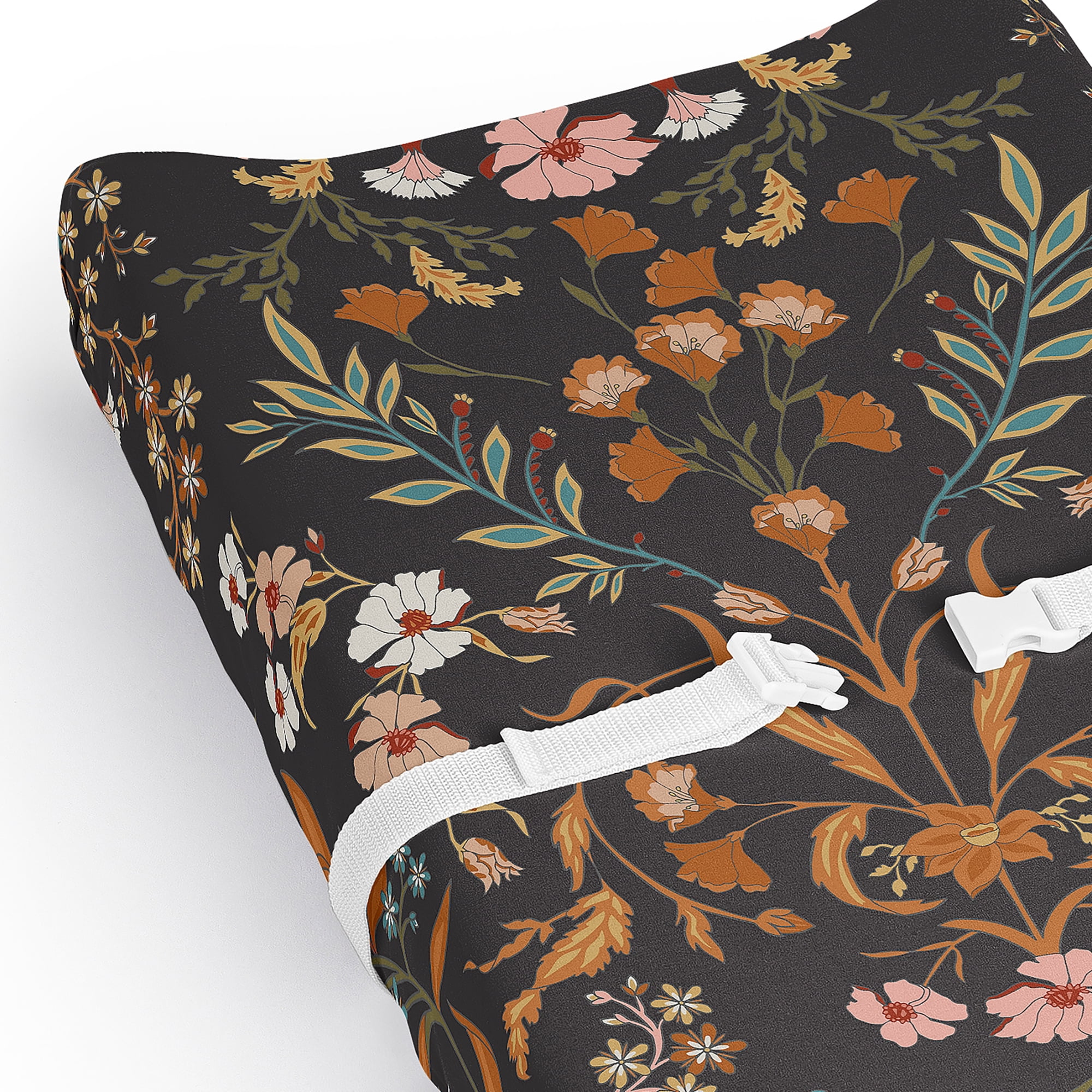 Sweet Jojo Designs Boho Floral Wildflower Orange Black Blue Changing Pad Cover Sheet