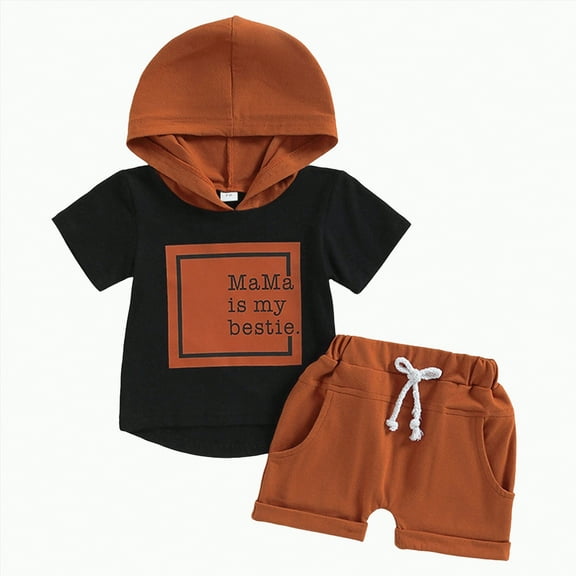 Baby Boy Outfit Toddler Boys Shorts CLothes Set Children's Spring Summer Cotton Hooded Printed Short Sleeved Running Suit 18-24 Months 2t 3t 4t 5t 6t Tops Shorts Clothes Playwear 2-Piece