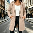 thumbnail image 2 of Vmvidoty Women's Long Hooded Sweatshirt Trench Coat Full Zip Drawstring Adjustable Waist Oversized with Pockets Beige S, 2 of 10