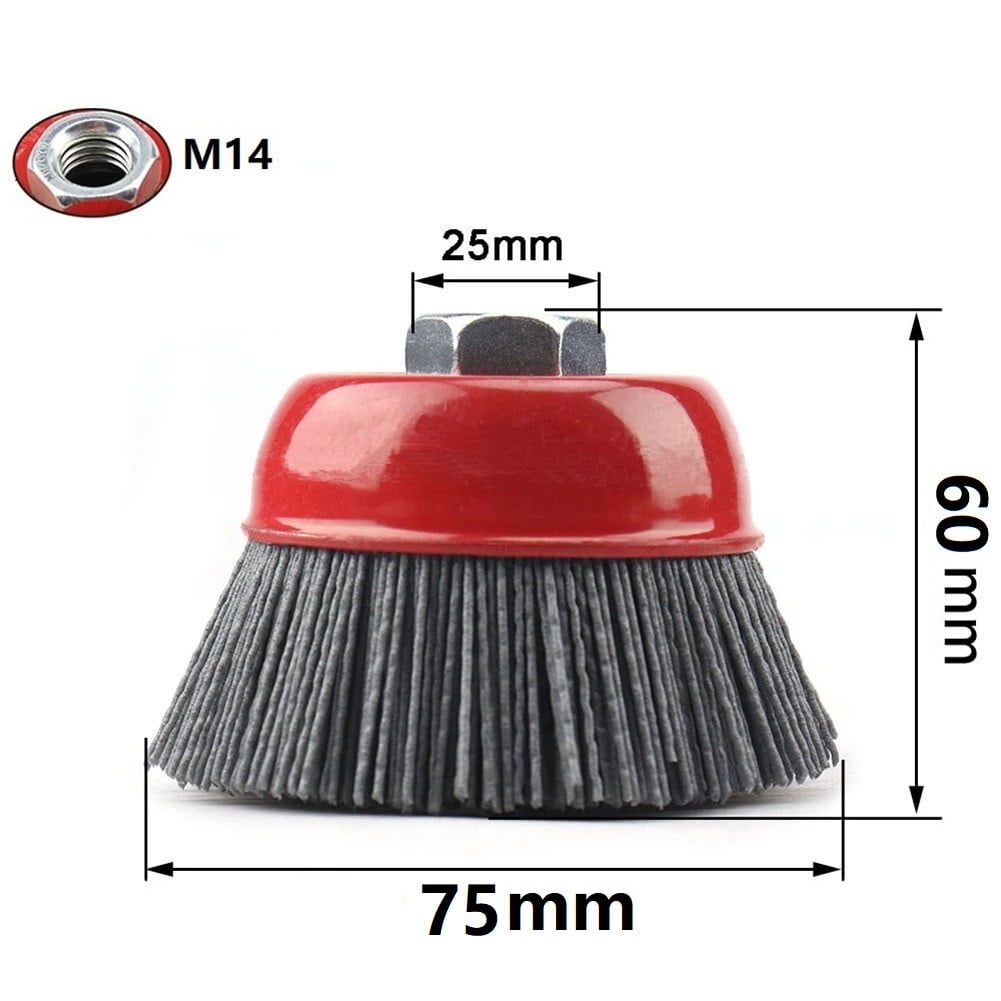Leke 75mm* M14 Cup Nylon Abrasive Brush Wheel Polishing Angle Grinder