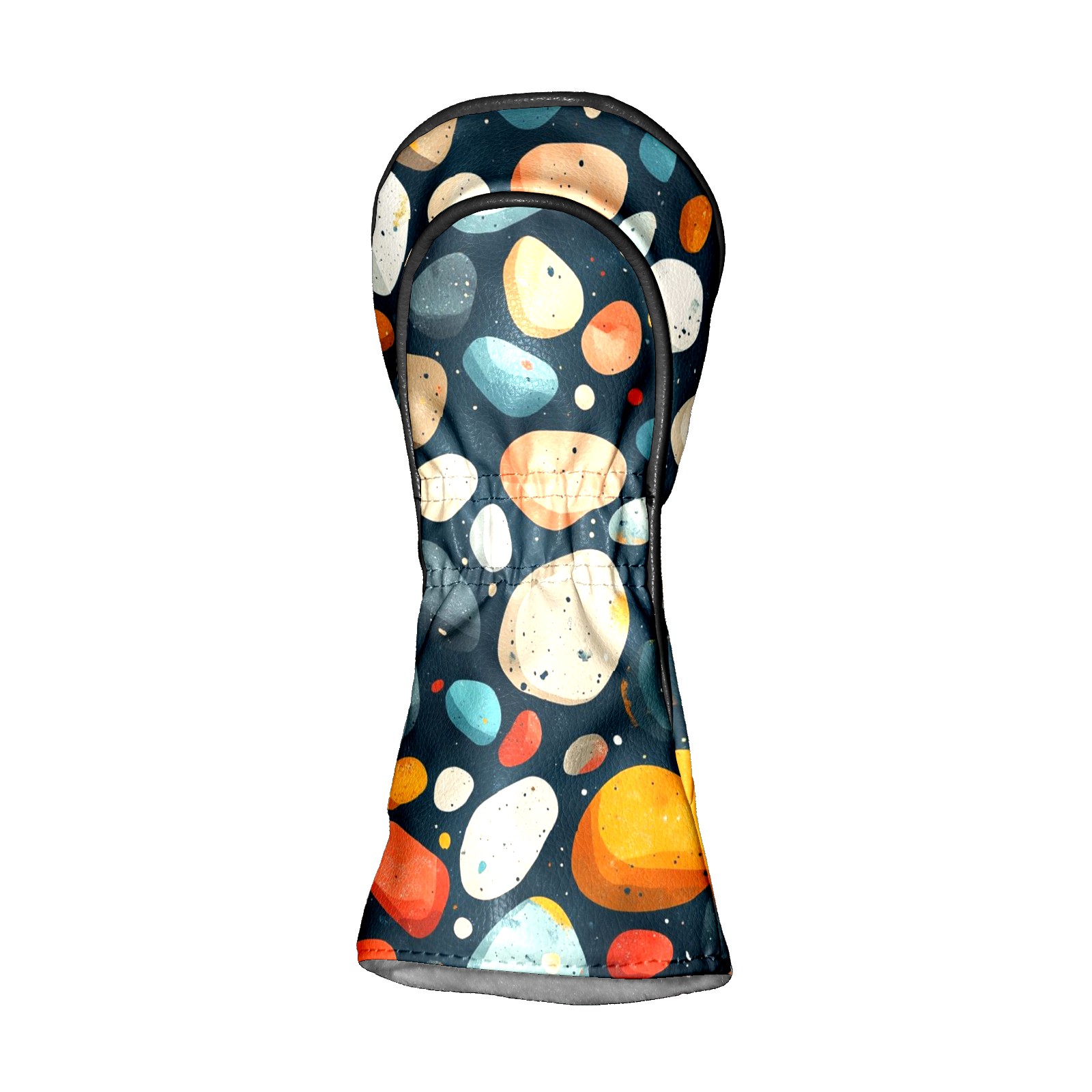 Golf Head Covers Colorful Stone Pattern for Driver, Wood & Hybrid, Premium Waterproof PU Leather with Plush Lining, Unique Abstract Golf Gifts