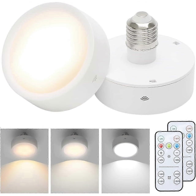 E26 Base Battery Operated Light Bulb, 2 Pack Battery Powered Light Bulbs, Wireless Battery Light Bulb, Remote Control Light Bulbs