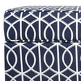 thumbnail image 7 of Wooden Ottoman with Trellis Patterned Fabric Upholstery and Hidden Storage, Blue and White - Saltoro Sherpi, 7 of 7