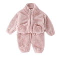 thumbnail image 1 of FAOWME Pyjamas Doublés en Flanelle pour Enfants Ensemble de Nuit Confortable 2 Pcs pour Automne Rose 7-8 Ans, 1 of 3