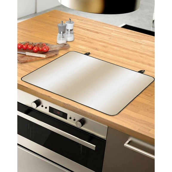 nqOlkjepod Large Induction Cooktop Protector Mat 31"x24", Beige White Ombre Stove Top Covers for Electric Stove, Country Minimalist Abstract Gradient Stove Burner Cover Mats, Glass Top Stove Cover