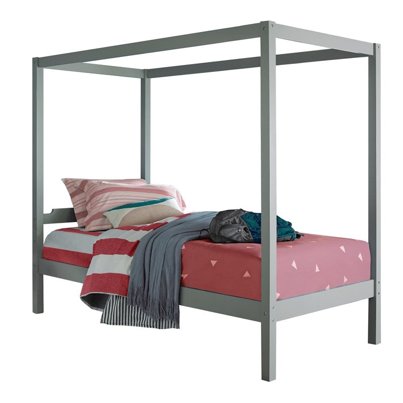 Hilale Sutton Wood Canopy Bed Twin, Wood Canopy Bed Frame Full Length