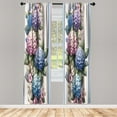 thumbnail image 3 of Ambesonne Floral Curtains 2 Panel Set, Leafy Huddle Hydrangea Lines, Pair of - 28" x 95", Rose Lavender Blue Green, 3 of 4