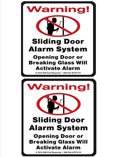 2 4'X4' Sliding Door & Glass Break Specific Decal Alarm Burglary | Trespass | Warning Decal | Home | Business | Apartment | Home Owners | Rentors | Commercial Grade Vinyl (Decal-111)
