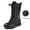 Black(Fur Lining), variant on DADAWEN Boys Girls Knee-High Boots Leather Lace-Up Winter Boots Side Zipper Mid Calf Combat Riding Boots Black 12.5 Little Kid
