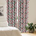 thumbnail image 2 of Rose Curtains 2 Panels Set, Romantic Roses in Full Blossom on Monochrome Chevron Zig Zag Stripes, Window Drapes for Living Room Bedroom, 56"W X 95"L, Jade Green Vermilion, by Ambesonne, 2 of 5
