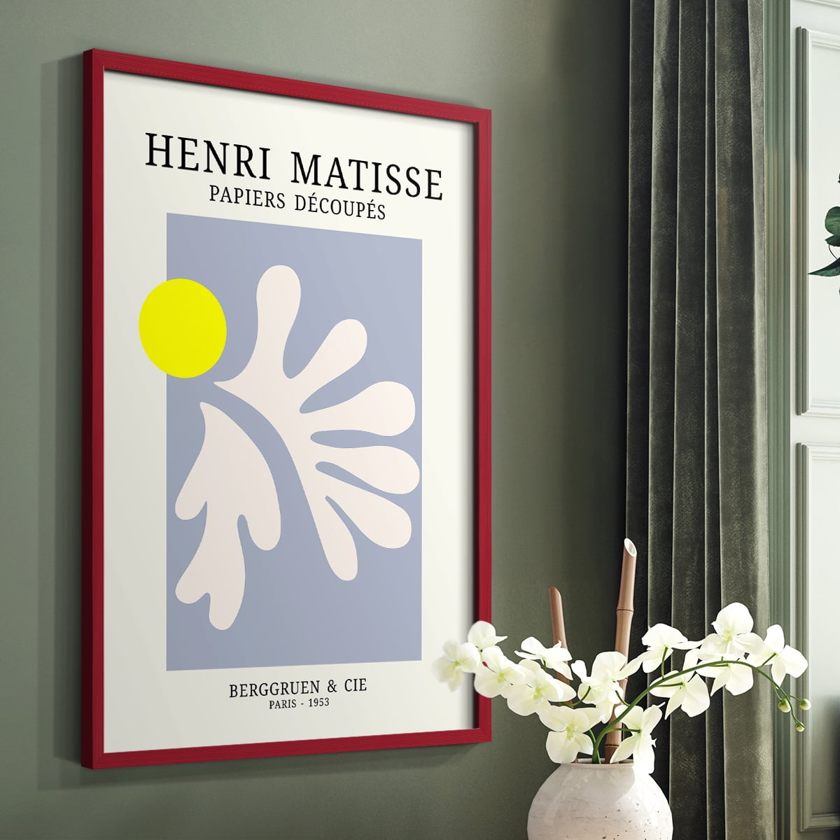 Matisse CDVIII in Red Solid Wood Framed Print No Nail Hanging