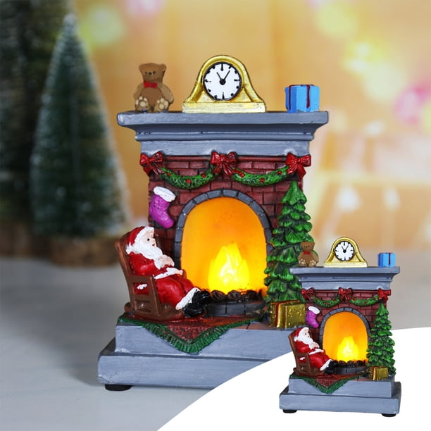 Adornos navideños, regalos navideños, adorno luminoso de resina, pequeña luz nocturna retro con bombilla LED para sala de estar, dormitorio, pasillo, patio, interior y exterior. Luz decorativa.