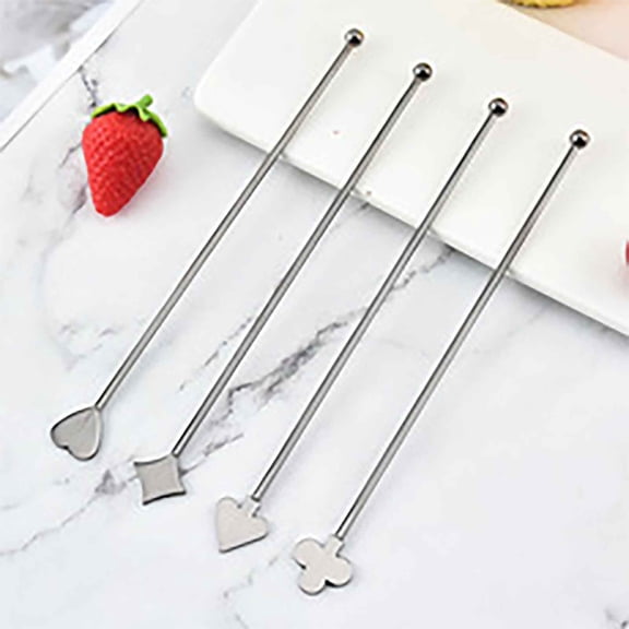 Coffee Stir Sticks Stainless Steel 4-Pack Reusable Dishwasher Safe for Mixing Drinks Cocktails Coffee