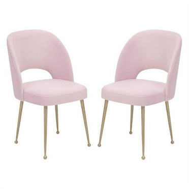 Home Square Swell 19.3" Velvet Dining Chair in Blush Pink & Gold - Set of 2