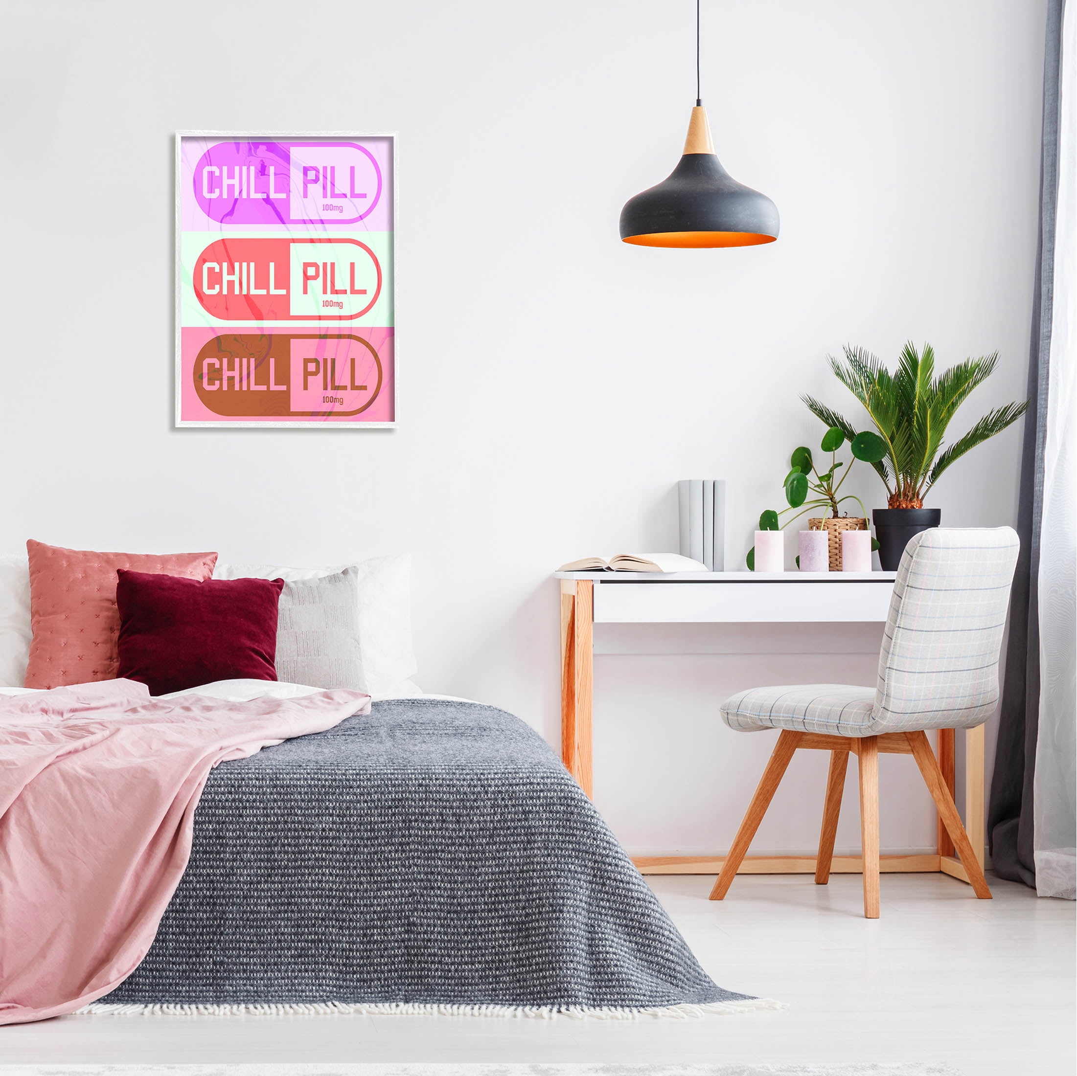 Stupell Industries Various Chill Pill Shapes Graphic Art White Framed Art Print Wall Art, Design by Daphne Polselli