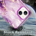 thumbnail image 6 of Mantto for iPhone 15 Case, 3 in 1 Slim Hybrid Crystal Rubber Bumper Cute Marble Pattern Hard PC Soft Silicone Drop Protection Women Girls Cover for iPhone 15, Purple Marble, 6 of 6