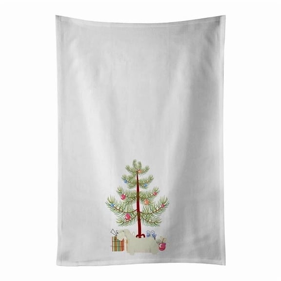 Carolines Treasures CK3561WTKT 28 x 19 in. Unisex Sealyham Terrier Christmas Tree White Dish Towels Kitchen Towel - Set of 2