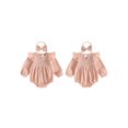 thumbnail image 2 of RUINIXCW Newborn Baby Girl Smocked Bubble Romper Infant Girls Spring Fall Winter Clothes Cotton Lien Outfit Puff Long Sleeve Bodysuit Headband Set, 2 of 10