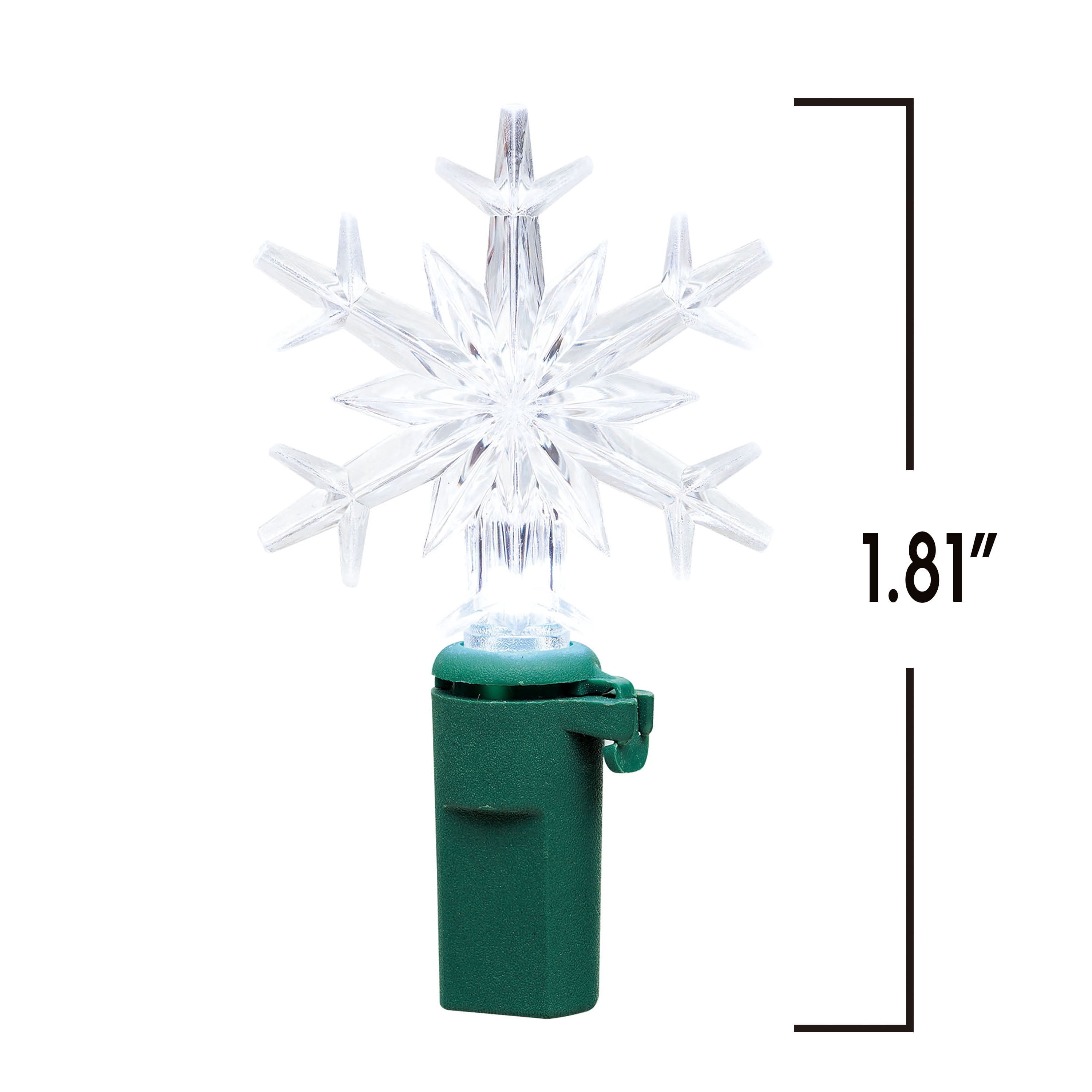 Indoor 20-Count Battery-Operated LED 3-Function Color-Changing Snowflake Christmas String Lights, Cool White to Blue, Green Wire, 8', by Holiday Time