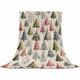 thumbnail image 2 of Christmas Green Tree Throw Flannel Blanket 40x60In Pink Pine Tree Winter Watercolor Vintage Super Soft Cozy Bed Blanket, Lightweight Plush Fuzzy Bed Throw for Bedroom Sofa Couch Living Room, 2 of 4