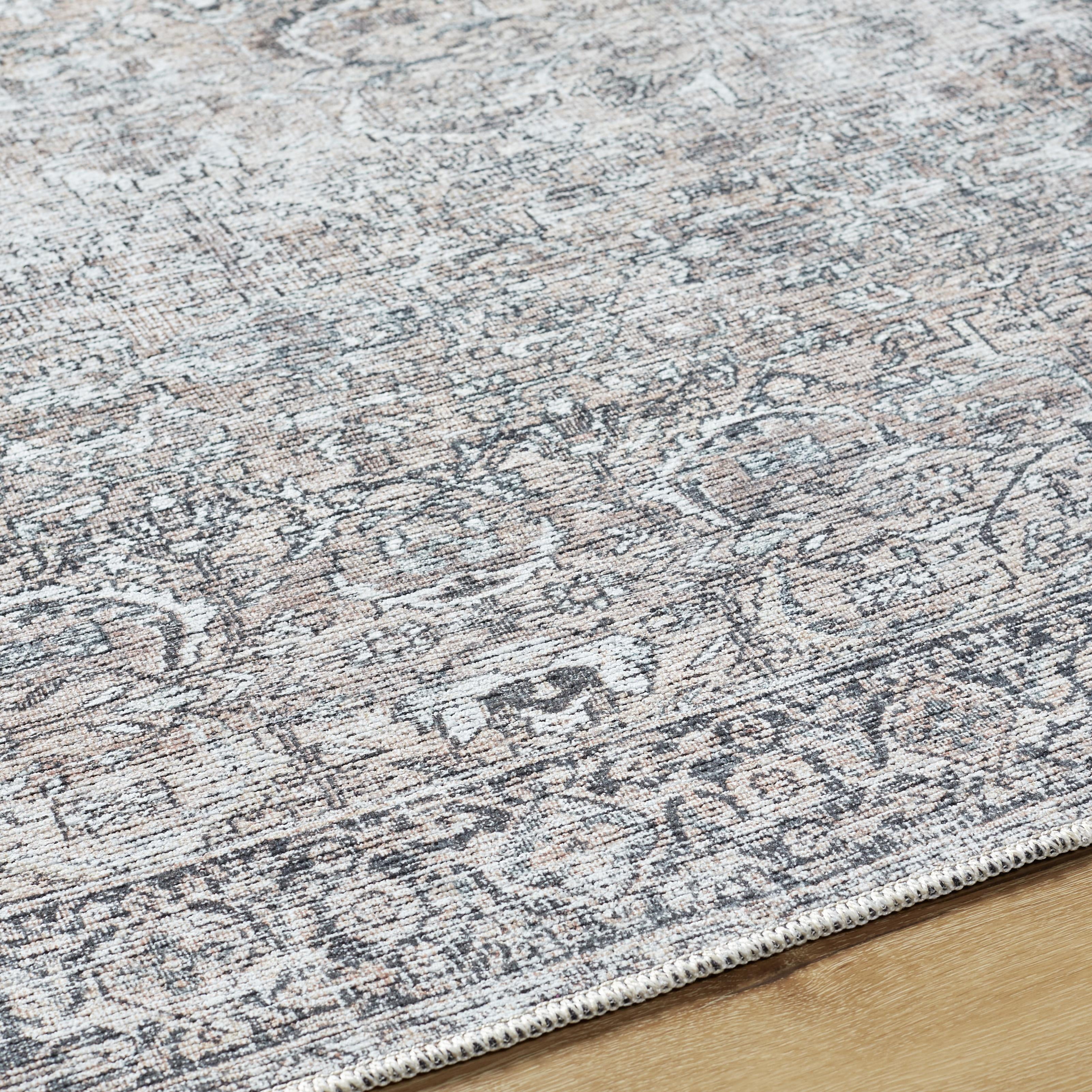 Better Homes & Gardens Persian Blooms Washable Non-Skid Indoor Area Rug, Brown, 5'3" x 7'