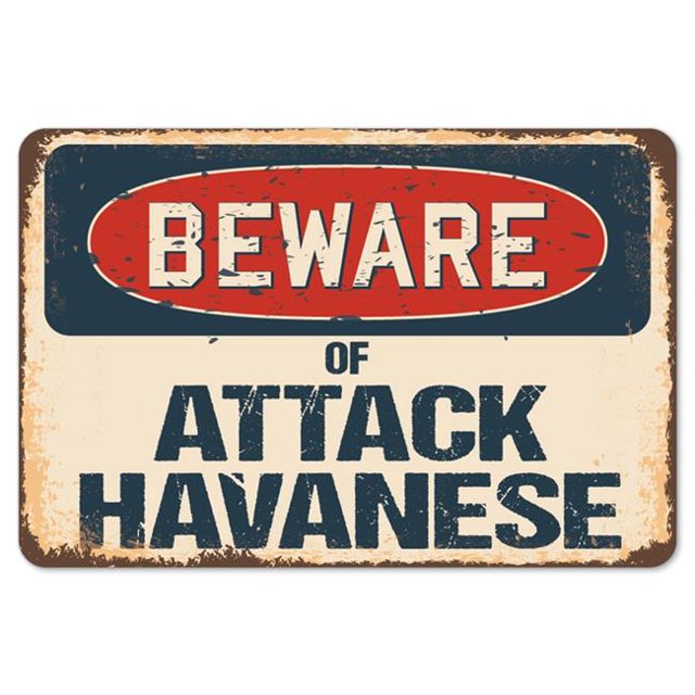 SignMission Z-D-3.5-BW-Attack Havanese Beware of Attack Havanese Rustic Sign