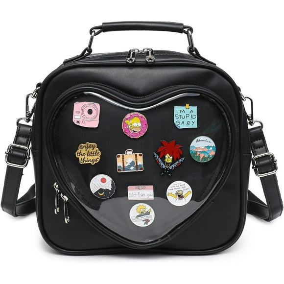 TRAHOO-Leather Ita Backpack Crossbody Bag Messenger Purse JK Uniform Shoulder Bags for Anime Pins Display