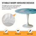 thumbnail image 6 of Abstract Light Blue Floral Elastic Fitted Round Table Cover Modern Art Waterproof Outdoor Tablecloth for Holiday Party, Picnic, Patio & Dining Fits Tables Up to 45"-54", 6 of 8