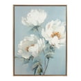 thumbnail image 3 of Kate and Laurel Sylvie Beaded White Peonies on Ocean Blue Vintage Framed Canvas Wall Art by The Creative Bunch Studio, 31.5x41.5 Gold, Soft Flower Painting Art for Wall, 3 of 7