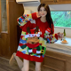 thumbnail image 4 of Suéter de alce con temática navideña para mujer, ropa de abrigo suelta, Top de punto grueso, camisas femeninas, muñeca extraíble, jersey de lujo, Otoño e Invierno, 4 of 5