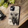 thumbnail image 6 of Cute Highland Cow iPhone Cases, Western Charcoal-Sketched Cow Phone Cases, Cow Print, Cottagecore Phone Case, iPhone 13, iPhone 7-14, Farm, 6 of 6